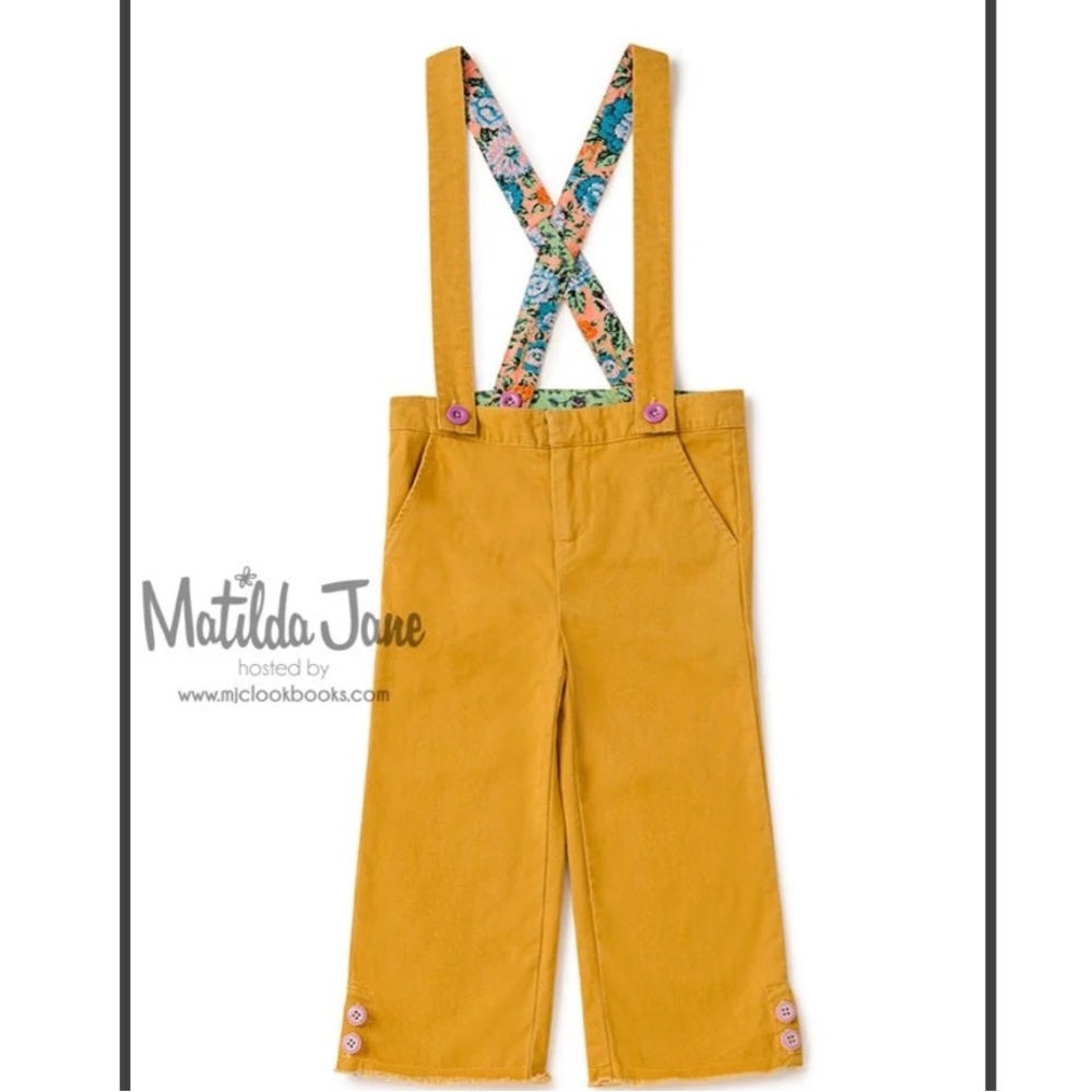 Matilda Jane Mustard Yellow Kids Bottoms with suspenders